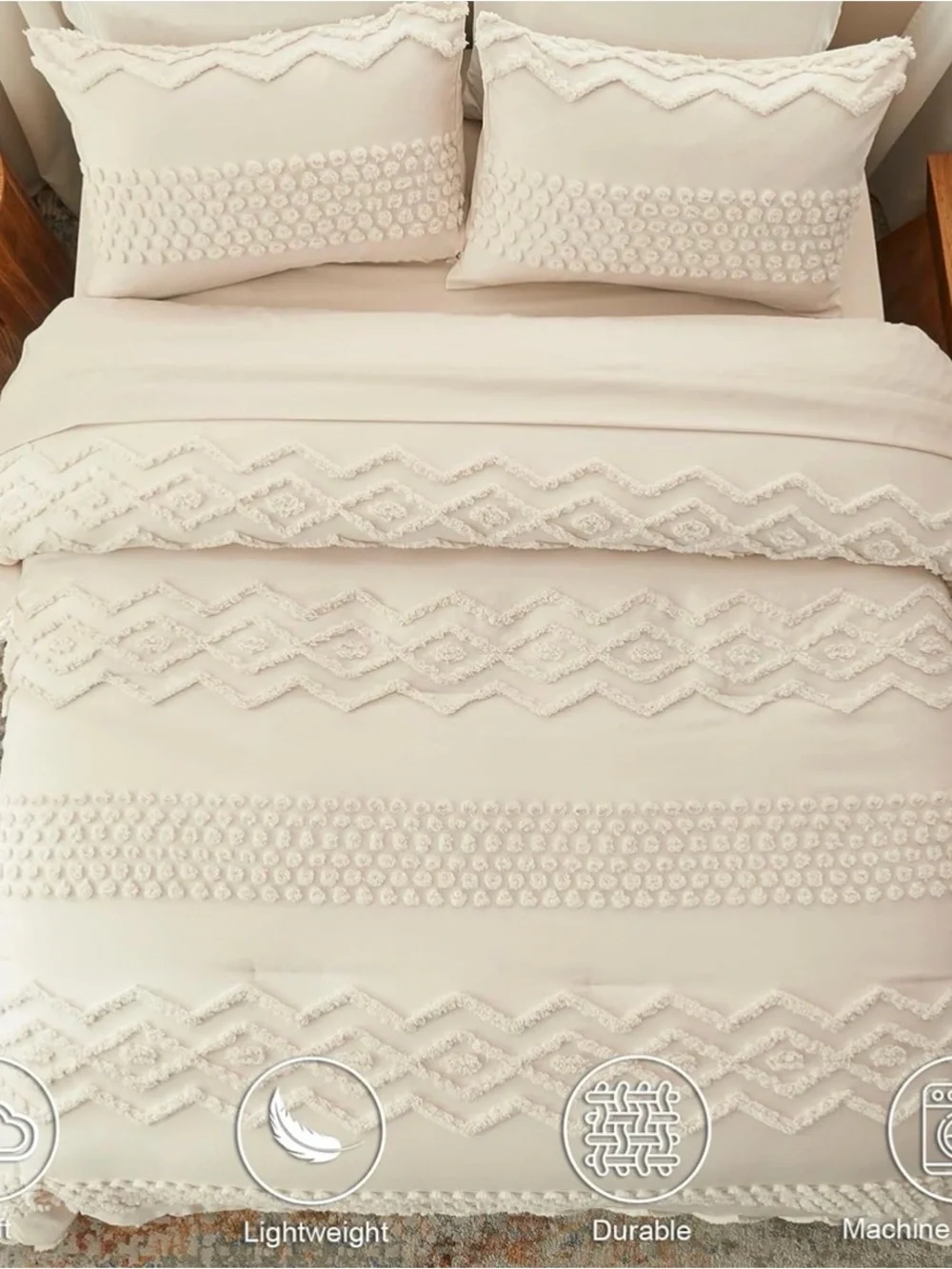 Textured BABY BEIGE Comforter Set - Cozy Neutral Bedding NEW